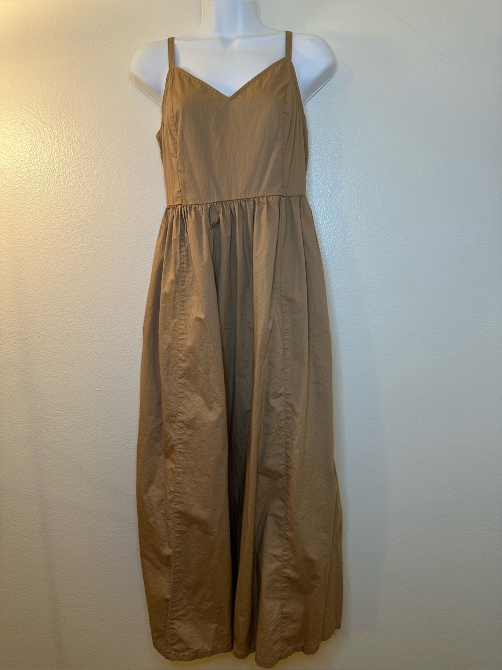 Old Navy Tan Cotton Blend Midi Dress |Adjustable Straps | Size Small - Picture 3 of 7